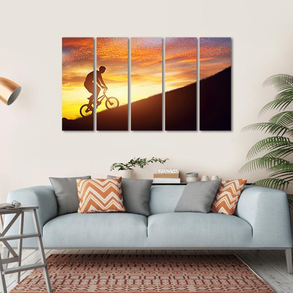Man Riding Bmx Bike Canvas Wall Art-5 Horizontal-Gallery Wrap-22" x 12"-Tiaracle