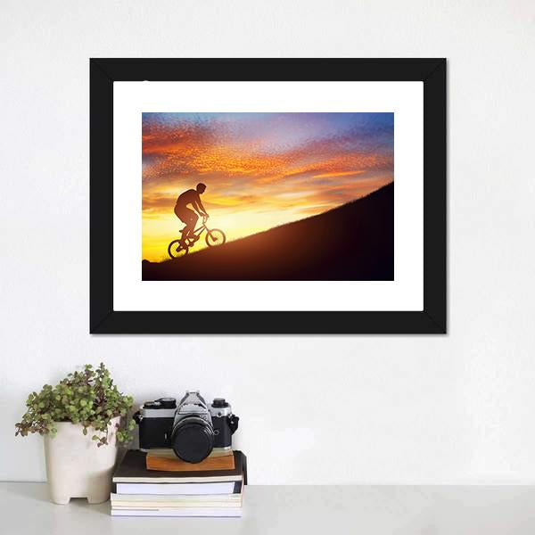 Man Riding Bmx Bike Canvas Wall Art-1 Piece-Framed Print-20" x 16"-Tiaracle