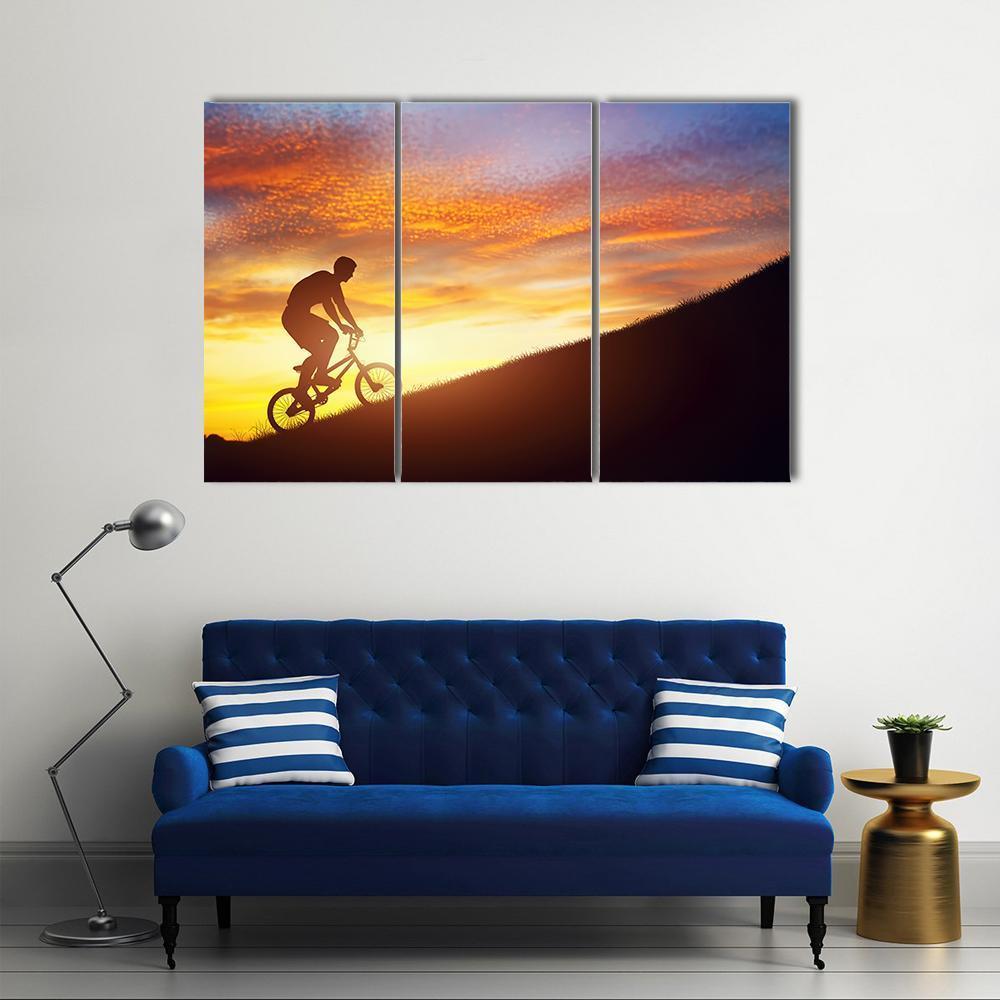 Man Riding Bmx Bike Canvas Wall Art-3 Horizontal-Gallery Wrap-37" x 24"-Tiaracle