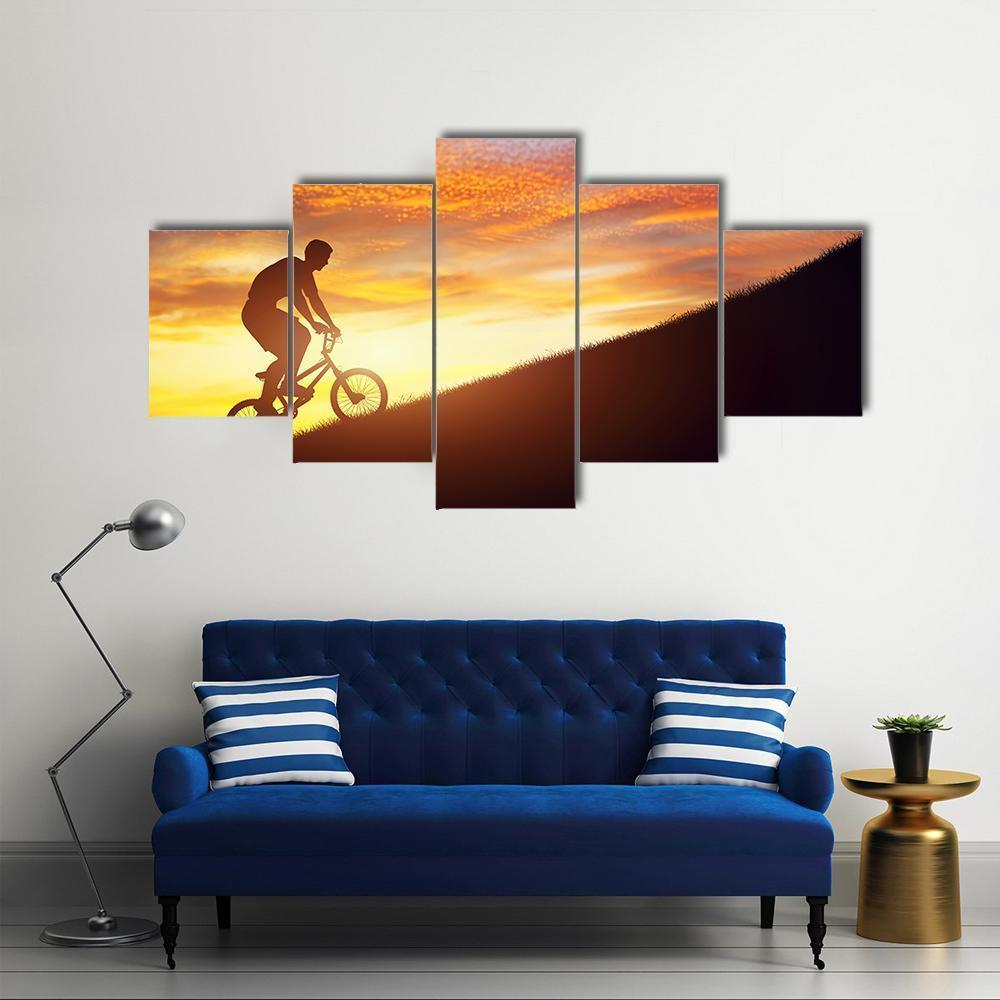 Man Riding Bmx Bike Canvas Wall Art-5 Star-Gallery Wrap-62" x 32"-Tiaracle