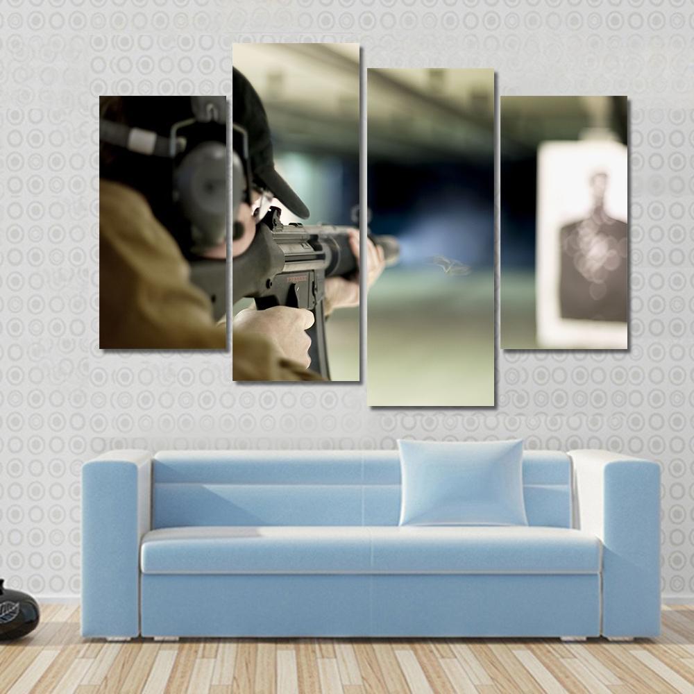 Man Shooting Target Canvas Wall Art-3 Horizontal-Gallery Wrap-37" x 24"-Tiaracle