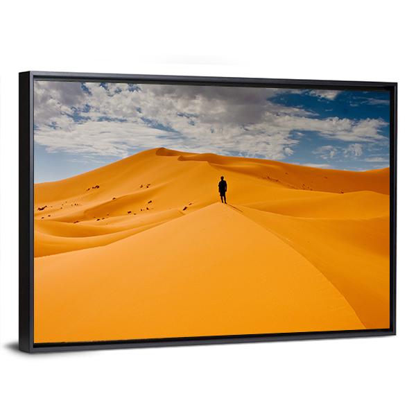 Man Silhouette In Desert Canvas Wall Art-3 Horizontal-Gallery Wrap-25" x 16"-Tiaracle