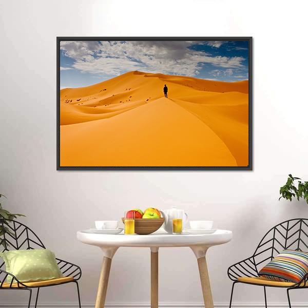 Man Silhouette In Desert Canvas Wall Art-3 Horizontal-Gallery Wrap-25" x 16"-Tiaracle