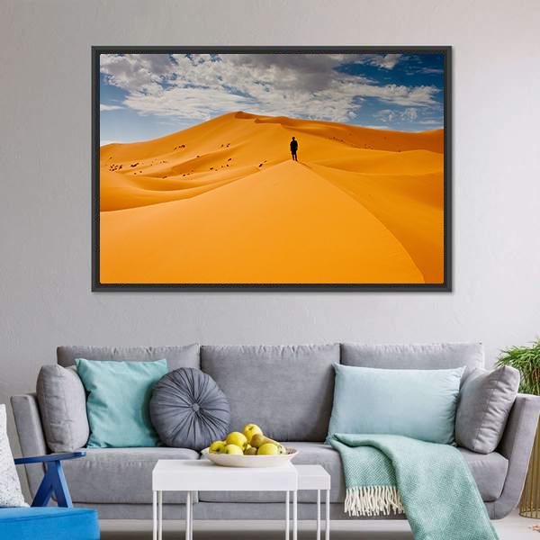 Man Silhouette In Desert Canvas Wall Art-3 Horizontal-Gallery Wrap-25" x 16"-Tiaracle