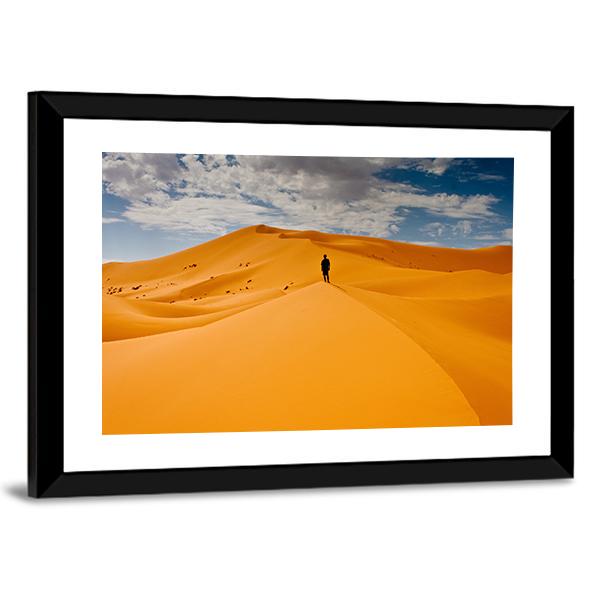 Man Silhouette In Desert Canvas Wall Art-3 Horizontal-Gallery Wrap-25" x 16"-Tiaracle