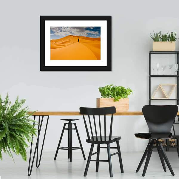Man Silhouette In Desert Canvas Wall Art-3 Horizontal-Gallery Wrap-25" x 16"-Tiaracle