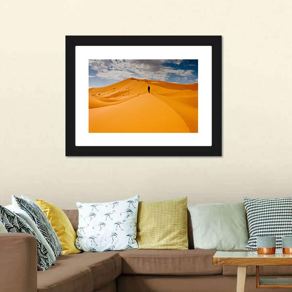 Man Silhouette In Desert Canvas Wall Art-3 Horizontal-Gallery Wrap-25" x 16"-Tiaracle