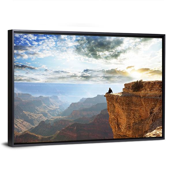 Man Sitting On Grand Canyon Canvas Wall Art-3 Horizontal-Gallery Wrap-25&quot; x 16&quot;-Tiaracle