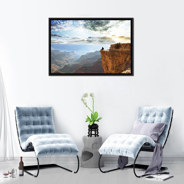Man Sitting On Grand Canyon Canvas Wall Art-3 Horizontal-Gallery Wrap-25&quot; x 16&quot;-Tiaracle
