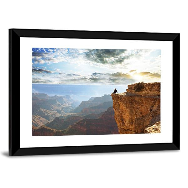 Man Sitting On Grand Canyon Canvas Wall Art-3 Horizontal-Gallery Wrap-25&quot; x 16&quot;-Tiaracle