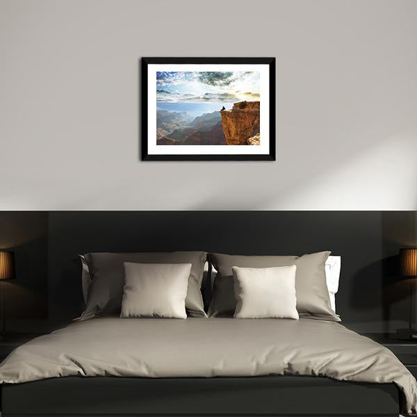 Man Sitting On Grand Canyon Canvas Wall Art-3 Horizontal-Gallery Wrap-25&quot; x 16&quot;-Tiaracle