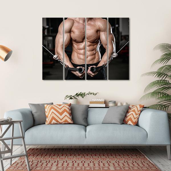 Man Training In Gym Canvas Wall Art-4 Horizontal-Gallery Wrap-34" x 24"-Tiaracle