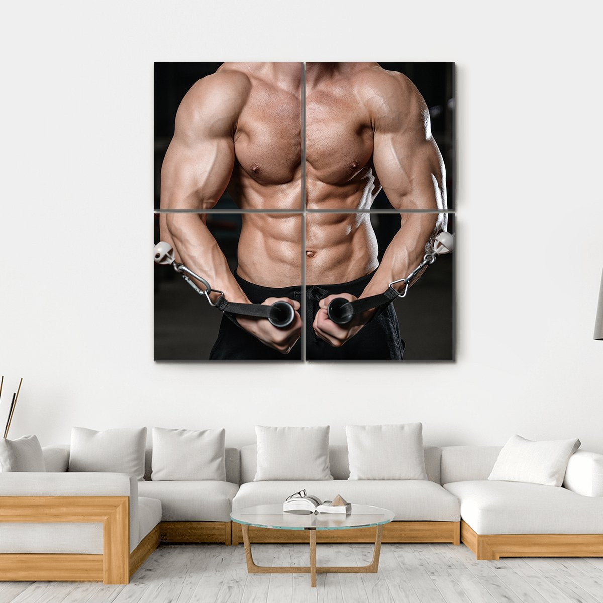 Man Training In Gym Canvas Wall Art-4 Square-Gallery Wrap-17" x 17"-Tiaracle
