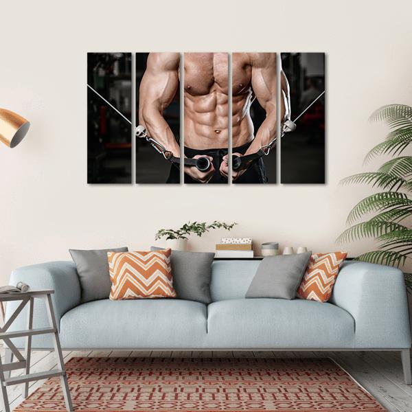 Man Training In Gym Canvas Wall Art-5 Horizontal-Gallery Wrap-22" x 12"-Tiaracle