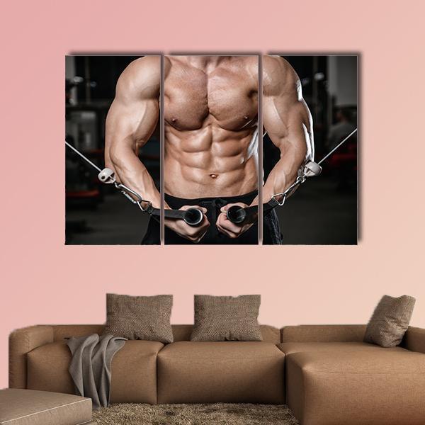 Man Training In Gym Canvas Wall Art-3 Horizontal-Gallery Wrap-37" x 24"-Tiaracle
