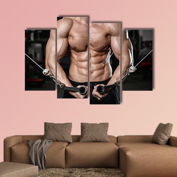 Man Training In Gym Canvas Wall Art-4 Pop-Gallery Wrap-50" x 32"-Tiaracle