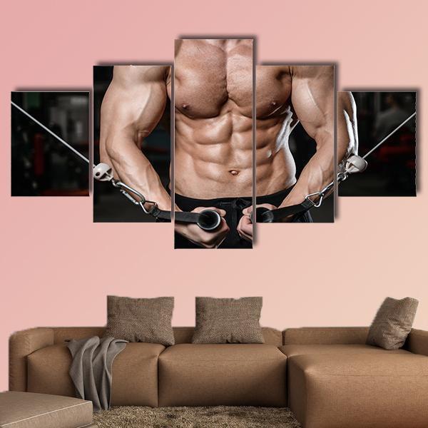 Man Training In Gym Canvas Wall Art-4 Pop-Gallery Wrap-50" x 32"-Tiaracle