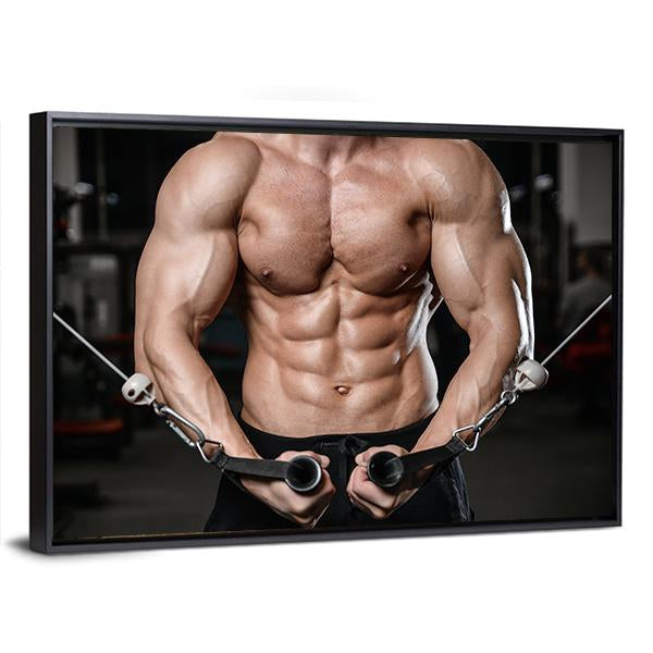 Man Training In Gym Canvas Wall Art-3 Horizontal-Gallery Wrap-25&quot; x 16&quot;-Tiaracle