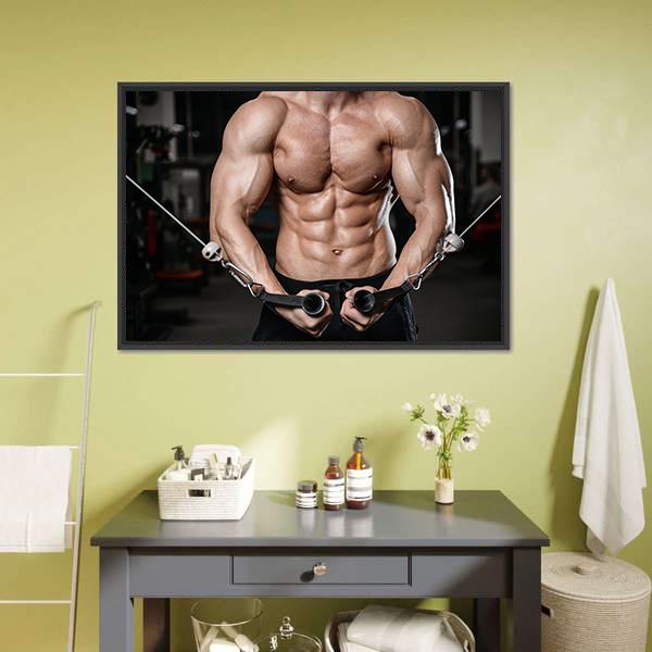 Man Training In Gym Canvas Wall Art-3 Horizontal-Gallery Wrap-25" x 16"-Tiaracle