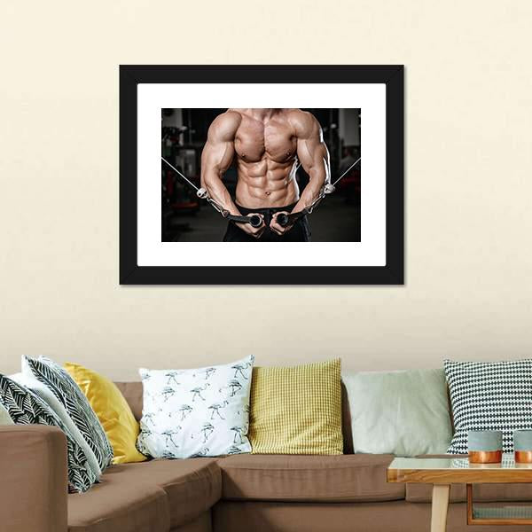 Man Training In Gym Canvas Wall Art-3 Horizontal-Gallery Wrap-25" x 16"-Tiaracle