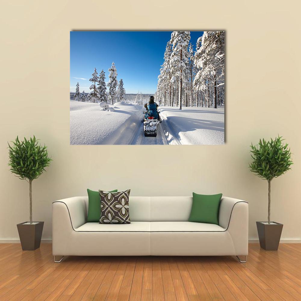Traveling In Finnish Lapland Canvas Wall Art-1 Piece-Gallery Wrap-48&quot; x 32&quot;-Tiaracle