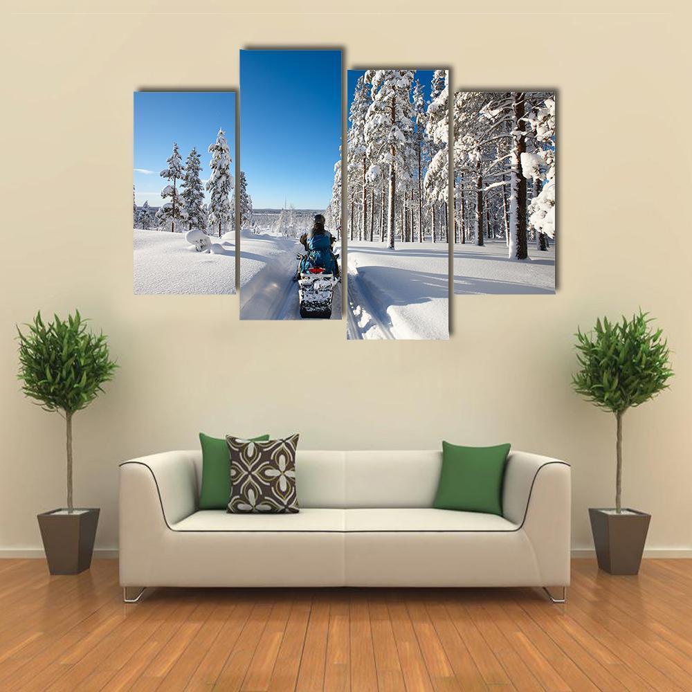 Traveling In Finnish Lapland Canvas Wall Art-4 Pop-Gallery Wrap-50&quot; x 32&quot;-Tiaracle