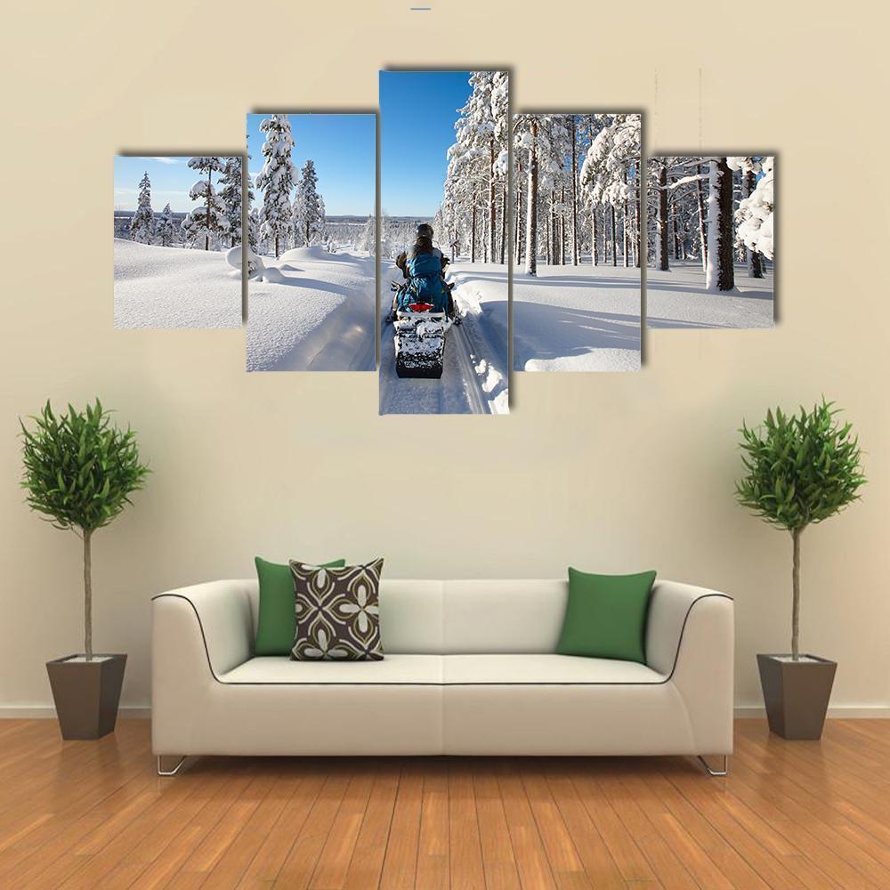 Traveling In Finnish Lapland Canvas Wall Art-5 Star-Gallery Wrap-62&quot; x 32&quot;-Tiaracle