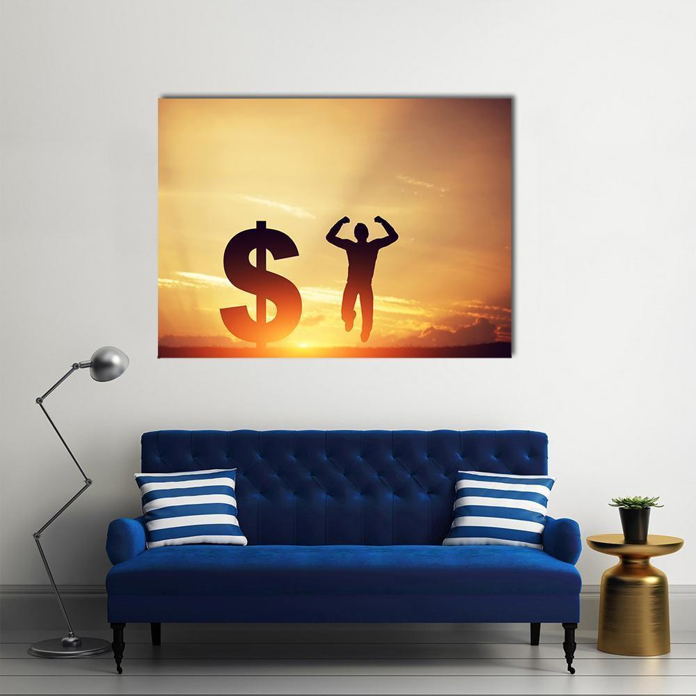 Man With Dollar Symbol Canvas Wall Art-1 Piece-Gallery Wrap-36" x 24"-Tiaracle