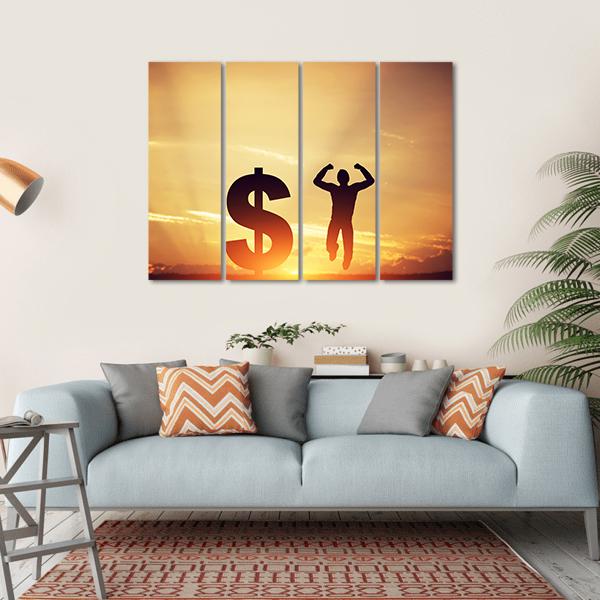 Man With Dollar Symbol Canvas Wall Art-4 Horizontal-Gallery Wrap-34" x 24"-Tiaracle
