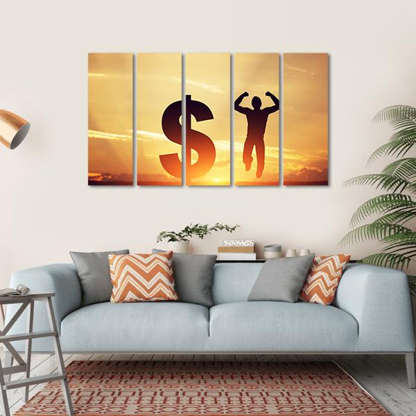 Man With Dollar Symbol Canvas Wall Art-5 Horizontal-Gallery Wrap-22" x 12"-Tiaracle