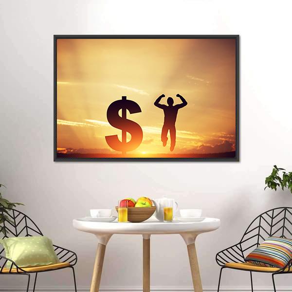 Man With Dollar Symbol Canvas Wall Art-5 Horizontal-Gallery Wrap-22" x 12"-Tiaracle