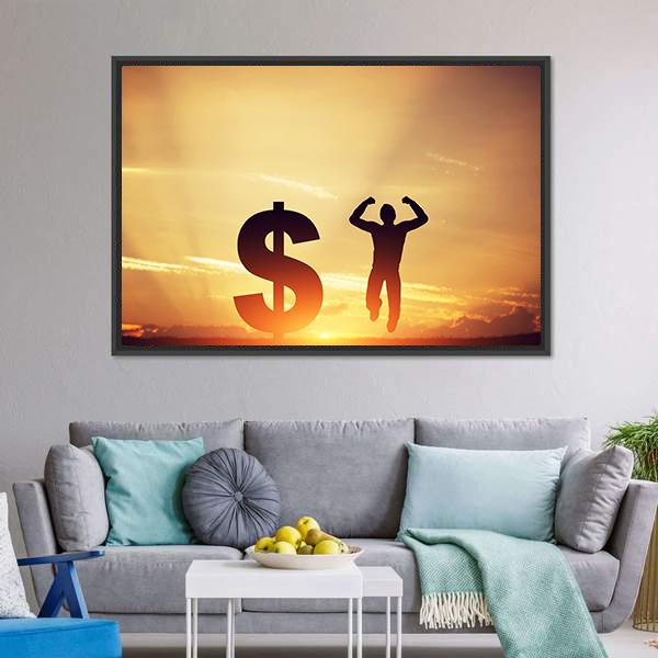 Man With Dollar Symbol Canvas Wall Art-5 Horizontal-Gallery Wrap-22" x 12"-Tiaracle