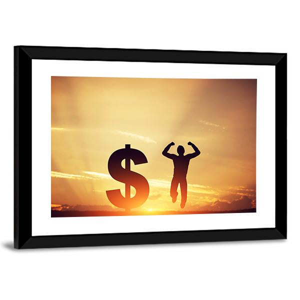 Man With Dollar Symbol Canvas Wall Art-5 Horizontal-Gallery Wrap-22" x 12"-Tiaracle