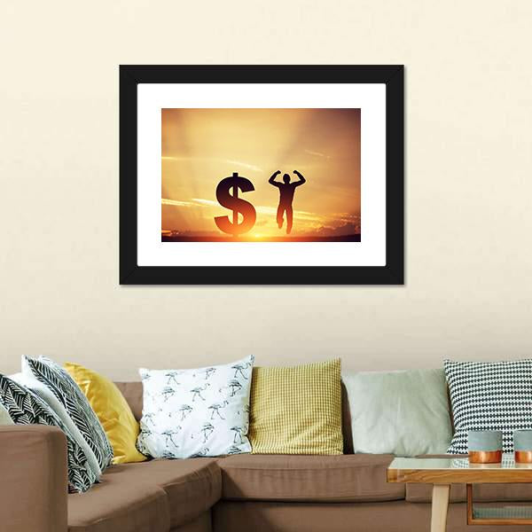 Man With Dollar Symbol Canvas Wall Art-5 Horizontal-Gallery Wrap-22" x 12"-Tiaracle