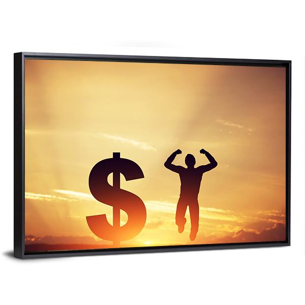 Man With Dollar Symbol Canvas Wall Art-5 Horizontal-Gallery Wrap-22" x 12"-Tiaracle