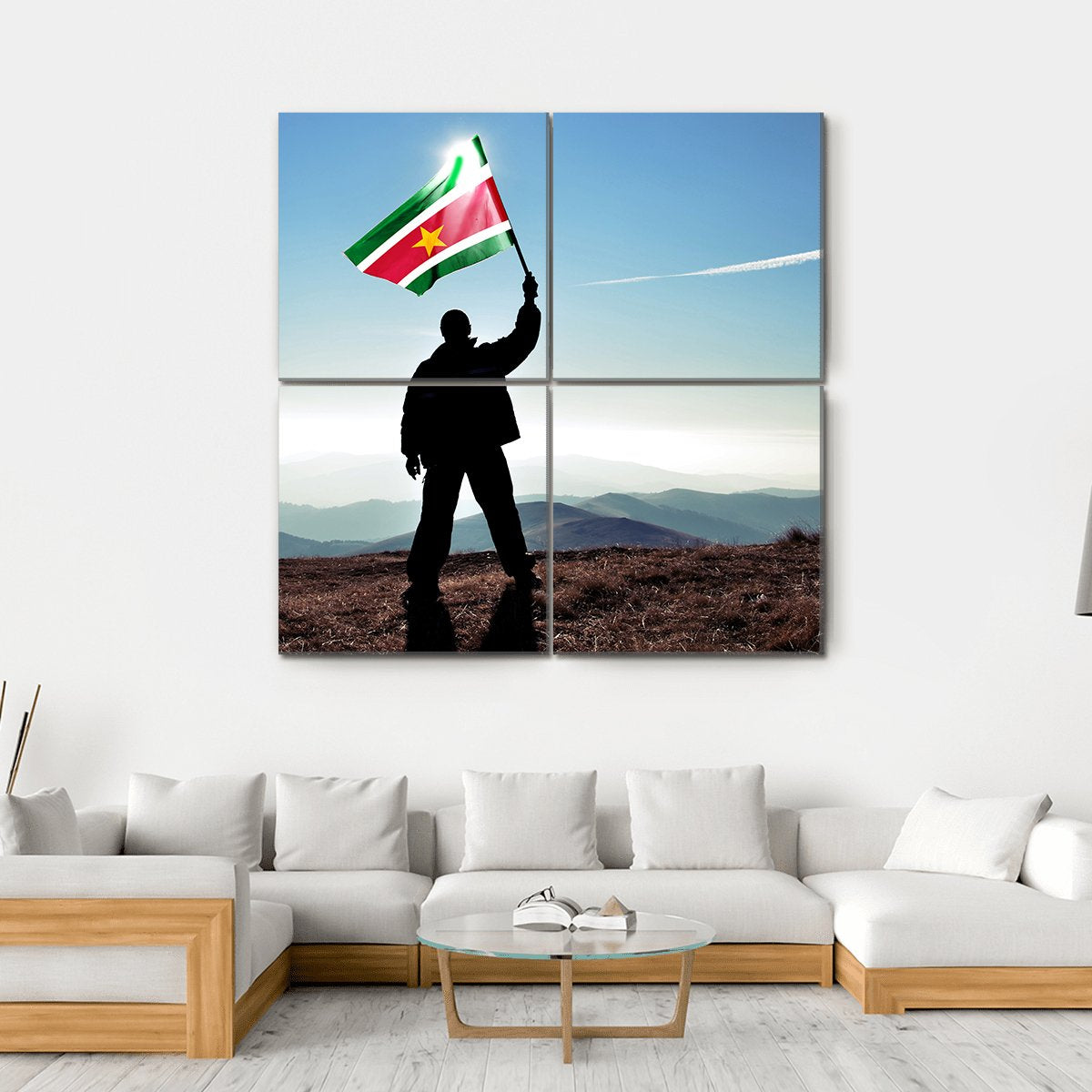 Man With Waving Suriname Flag Canvas Wall Art-4 Square-Gallery Wrap-17" x 17"-Tiaracle
