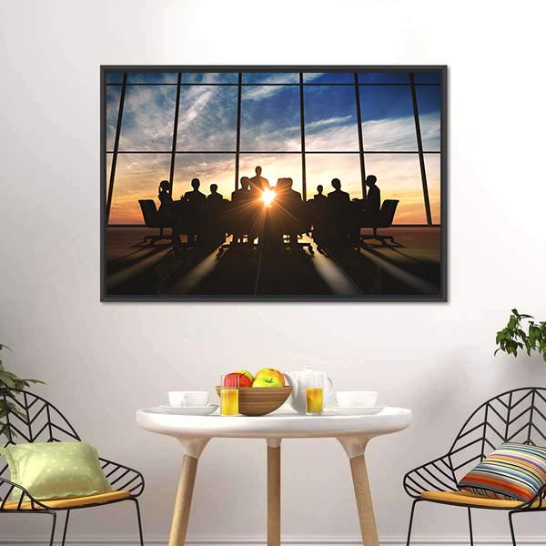 Management Team Silhouette Canvas Wall Art-3 Horizontal-Gallery Wrap-25" x 16"-Tiaracle