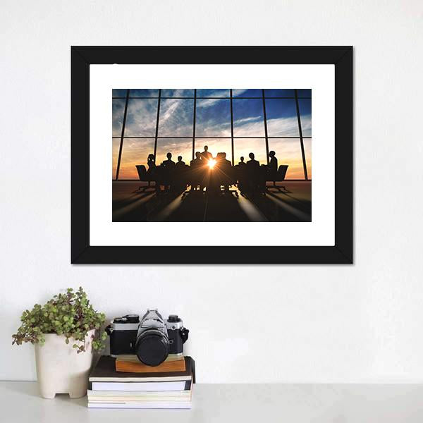 Management Team Silhouette Canvas Wall Art-1 Piece-Framed Print-20" x 16"-Tiaracle