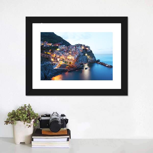 Manarola City Canvas Wall Art-1 Piece-Framed Print-20" x 16"-Tiaracle