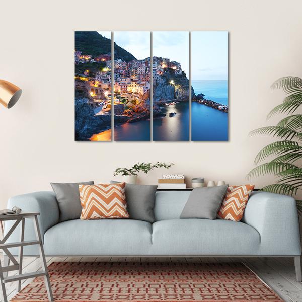 Manarola City Canvas Wall Art-4 Horizontal-Gallery Wrap-34" x 24"-Tiaracle