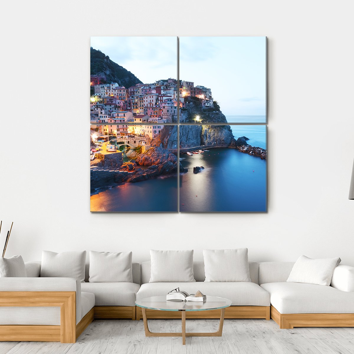 Manarola City Canvas Wall Art-4 Square-Gallery Wrap-17" x 17"-Tiaracle