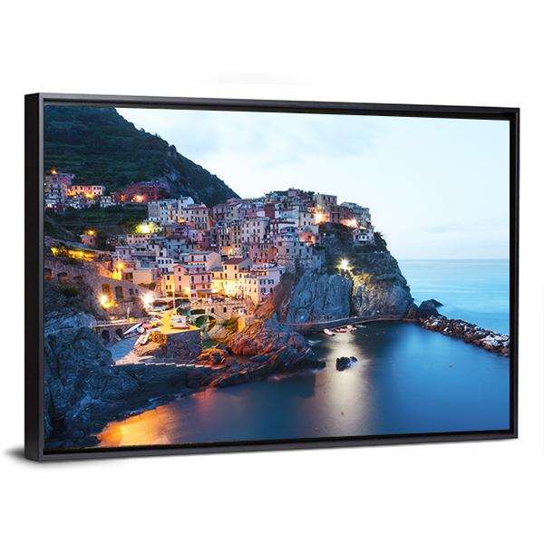 Manarola City Canvas Wall Art-3 Horizontal-Gallery Wrap-25" x 16"-Tiaracle
