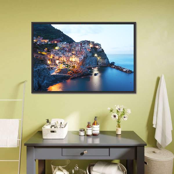 Manarola City Canvas Wall Art-1 Piece-Floating Frame-24" x 16"-Tiaracle