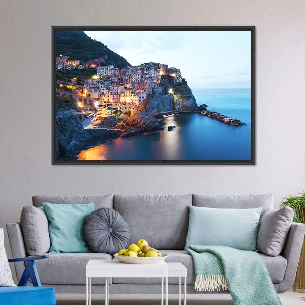 Manarola City Canvas Wall Art-3 Horizontal-Gallery Wrap-25" x 16"-Tiaracle