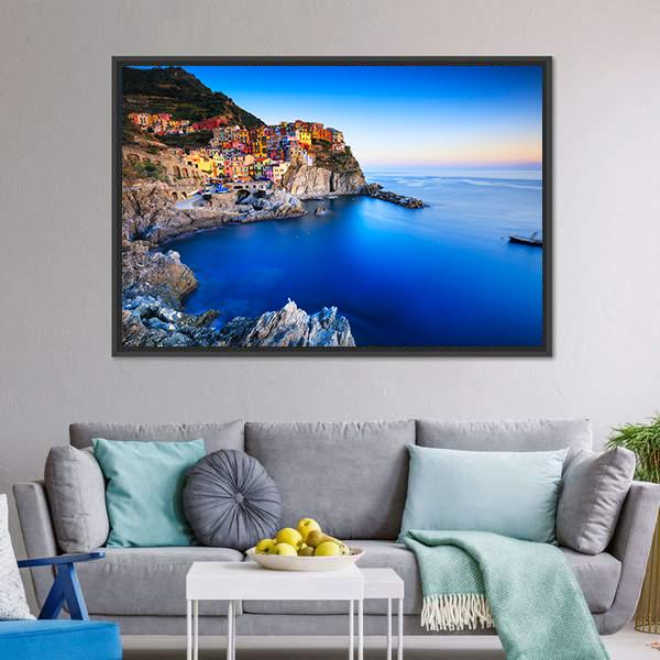 Manarola Town Italy Panoramic Canvas Wall Art-1 Piece-36" x 12"-Tiaracle