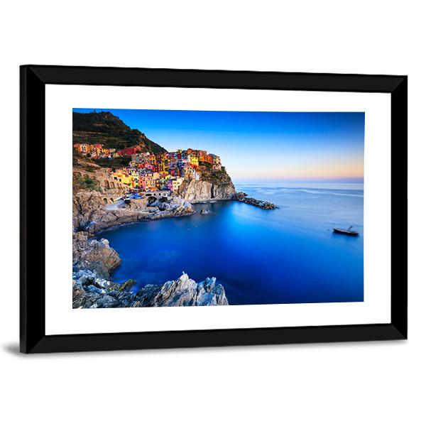 Manarola Town Italy Panoramic Canvas Wall Art-1 Piece-36" x 12"-Tiaracle