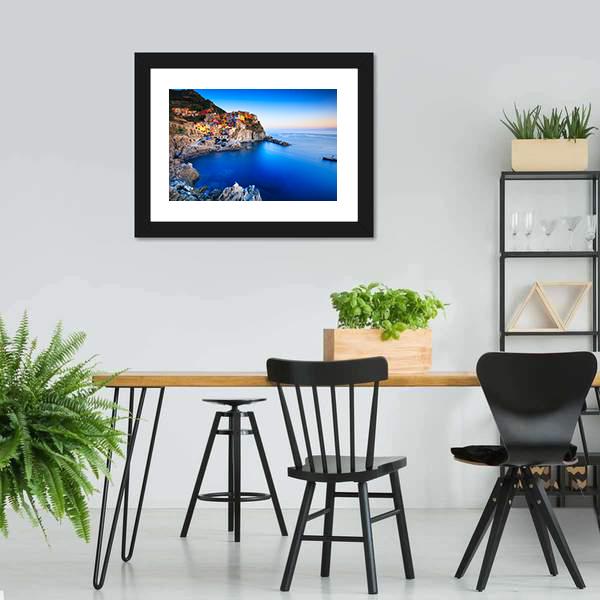 Manarola Town Italy Panoramic Canvas Wall Art-1 Piece-36" x 12"-Tiaracle