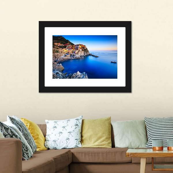 Manarola Town Italy Panoramic Canvas Wall Art-1 Piece-36" x 12"-Tiaracle