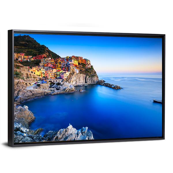 Manarola Town Italy Panoramic Canvas Wall Art-1 Piece-36" x 12"-Tiaracle