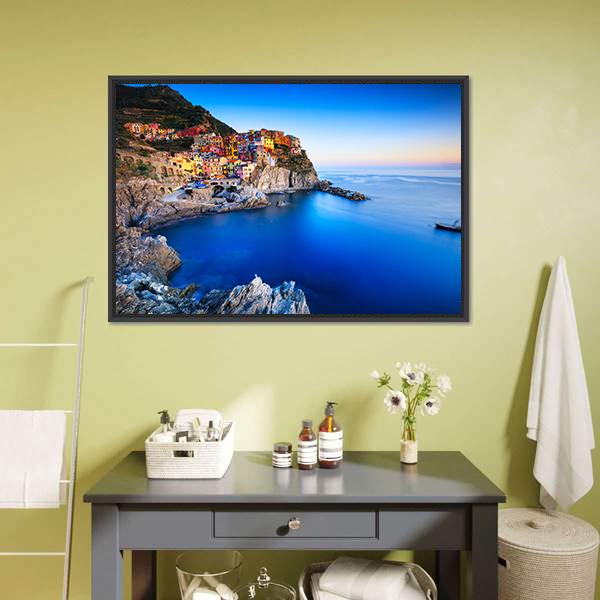 Manarola Town Italy Panoramic Canvas Wall Art-1 Piece-36" x 12"-Tiaracle